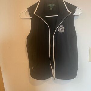 Ralph Lauren Black Zip-Front Sleeveless Vest with White Trim